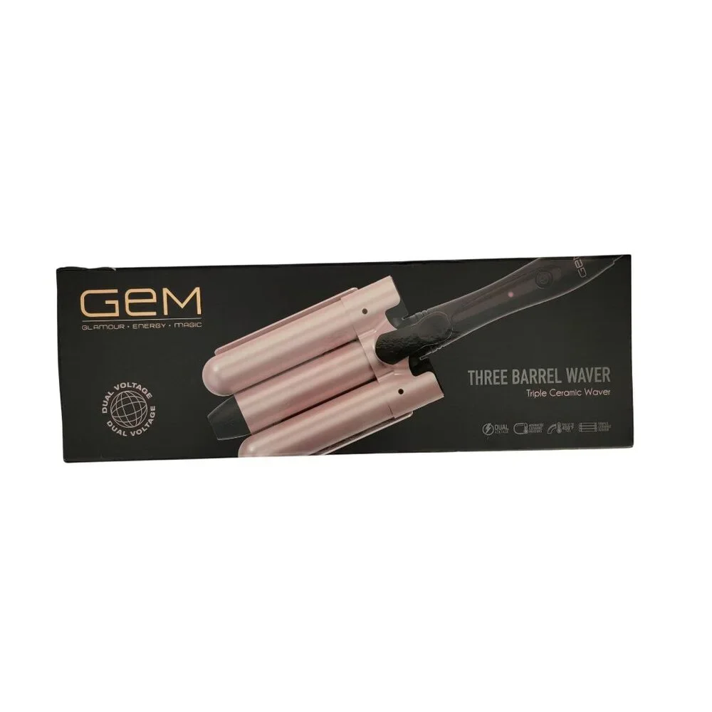 GEM Triple Barrel Hair Waver | Triple Ceramic | Dual Voltage | Rose Gold | NEW - Picture 1 of 3